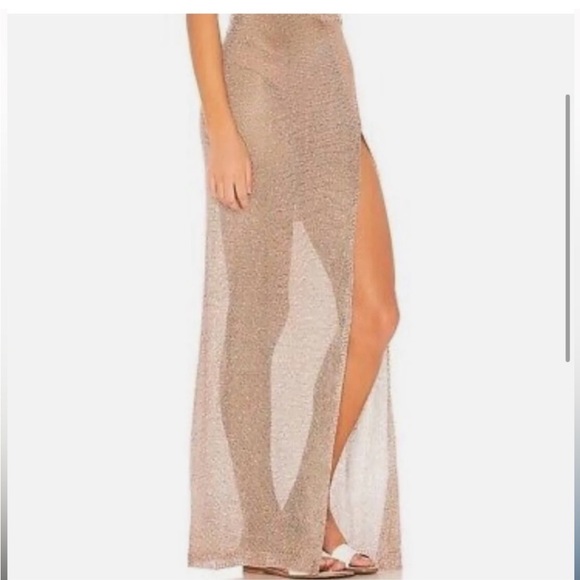 Super down metallic knitted  rose gold Maxi skirt - Picture 4 of 8